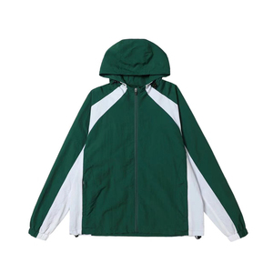 Chaqueta Cortavientos Rosa con Capucha, Estilo Deportivo, Bloques de Color, Cierre de Cremallera, Unisex, para Primavera, Corte Regular, Exterior de Poliéster - Product Image 2