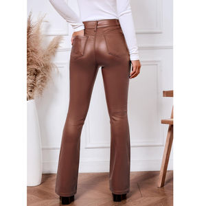 Pantalon en cuir sexy à taille haute, design moderne, décontracté, taille et poches personnalisées, pantalon en cuir pour femmes - Product Image 2