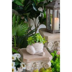 Fioriera decorativa per lumaca in sabbia e cemento 8x8x6 con finitura Beige testurizzata vasi da fiori e fioriere - Product Image 1