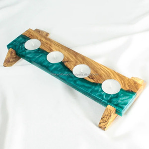 Portavelas de Madera para Velas de Té, Centros de Mesa para Mesas, Madera de Burl y Resina Epoxi, Portavelas de Madera para Velas de Té de FWE - Product Image 3