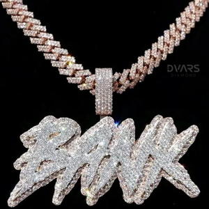 Colgante Personalizado con Nombre de Letra de Moissanita, Cadena Cubana, Estilo Hip Hop Iced Bling, Plata de Ley 925, Chapado en Oro de 18K, Collares y Dijes de Lujo - Product Image 1