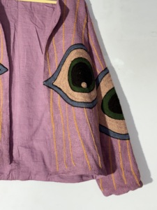 เสื้อแจ็คเก็ต Evil Eye Suzani – เสื้อโค้ทผ้า TNT ทำมือ – เสื้อแจ็คเก็ตปักลายโบโฮแบบเปิดด้านหน้าลายตา - Product Image 5