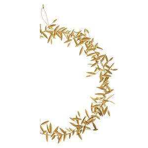 Magnifique couronne dorée, sublimement conçue avec des branches d'olivier métalliques superposées et des feuilles fines et délicates pour une décoration élégante. - Product Image 6
