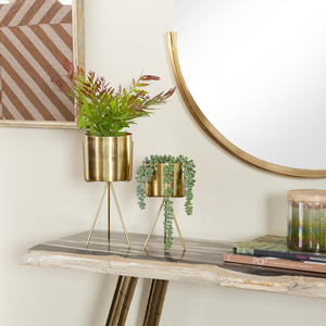 Ensemble de 2 jardinières en métal pour intérieur et extérieur avec supports amovibles, 12 pouces et 9 pouces, pots de fleurs décoratifs pour salon, bureau - Product Image 3