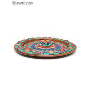 Tenture murale bouddhiste ronde de 12 pouces Symboles d'Ashtamangala complexes Accent mural élégant - Product Image 4