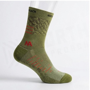 North Approach Crew <b>Socks</b> Geometric Pattern Olive Green <b>Breathable</b> Hiking <b>Socks</b> for Adults Spring Season - Product Image 3