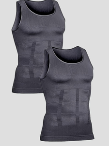Men's Gray Sleeveless Tank Top O-<b>Neck</b> Solid Color Breathable Knitted Casual Wear - Product Image 5