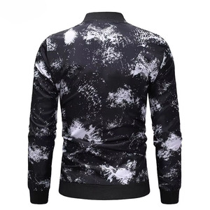 เสื้อแจ็คเก็ตบอมเบอร์พิมพ์ลายขาวดำสำหรับผู้ชาย คอตั้ง ปิดด้วยซิป สวมใส่สบาย กันลม เหมาะสำหรับฤดูใบไม้ร่วง ทรงเข้ารูป ผลิตจากโพลีเอสเตอร์ - Product Image 5