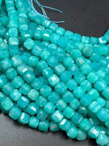 ลูกปัดอเมซอนไนต์ธรรมชาติทรงลูกบาศก์ สีฟ้าสวยงาม คุณภาพสูง สำหรับทำเครื่องประดับ - Product Image 2