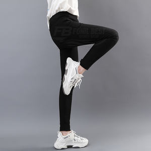 Pantalones de mezclilla negros transpirables para mujer, estilo lápiz, ajustados, elásticos, de cintura alta, shorts bodycon, leggings con estampado a cuadros, OEM - Product Image 1