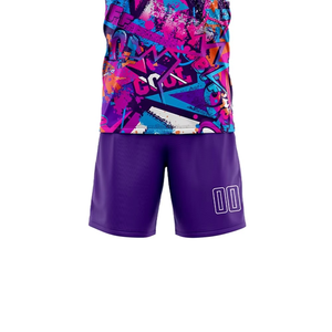 Custom Graffiti Sports Uniform Set Sublimation Jersey Shorts Streetwear Basketball Soccer Teamwear OEM Manufacturer - Product Image 4