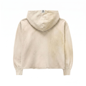 เสื้อฮู้ดดี้โอเวอร์ไซส์ผ้าฝ้ายพรีเมียม 400 GSM สีฟ้าซีดแบบฟอกกรด ตกแต่งขอบดิบ ปักลายปักโลโก้ตามสั่ง สำหรับผู้ชาย - Product Image 2
