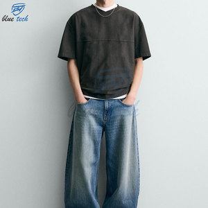Camiseta Oversize Personalizada para Hombre, 100% Algodón, Lavado Ácido, Hombros Caídos, Corte Holgado, Estilo Urbano, Lisa - Product Image 2