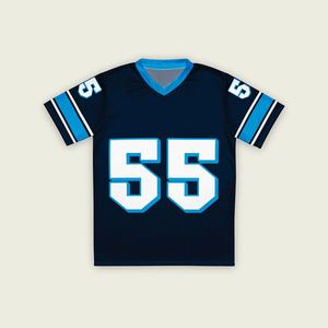 Maillot de football américain pour femmes, bleu marine, en maille, col en V, respirant, en polyester, maillot de football, t-shirts, numéro personnalisé, OEM, vente en gros, USA - Product Image 4