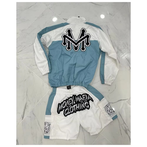 Customization Men's Nylon Windbreaker Short Set Full Zip Streetwear Tracksuit Cargo Pocket Shorts OEM ODM Hoodies Manufacture - Product Image 4