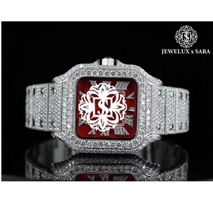 Reloj Automático con Diamantes Moissanite VVS Dorados, Esfera con Números Romanos, Caja de Acero Inoxidable, para Fiestas, a Buen Precio - Product Image 1