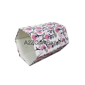 Cubo de Basura Plegable Hexagonal de Cartón y Papel de Algodón Ecológico Hecho a Mano en India, con Patrones Impresos DIY para Interiores/Exteriores - Product Image 4