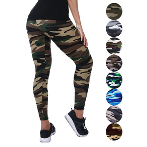 <b>Women's</b> High Waist <b>Camo</b> Print <b>Leggings</b> Full Length Stretch Knitted Sporty Fitness Pants All Seasons - Product Image 1