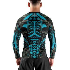 เสื้อแรชการ์ดสั่งทำพิเศษสำหรับทุกเพศ ผลิตแบบ OEM ด้วยเทคนิค Sublimation ป้องกันรังสียูวี UPF 50 สำหรับกีฬากลางแจ้ง ผลิตจากโพลีเอสเตอร์แบบรัดรูป ขายส่งจากโรงงาน รับผลิตแบบ OEM - Product Image 2