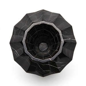 Jarrón de ónix negro facetado con corte de diamante, hecho a mano, geométrico, moderno, escultura de piedra, recipiente, Impex Pakistán, productos principales - Product Image 4