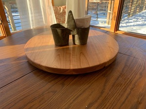 Wood Double Tier Rotating Tray Smooth-Spin Lazy Susan for Tabletop <b>Spice</b> Serving - Product Image 2