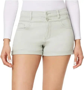 Shorts en jean pour femme de haute qualité à prix abordable, couleur bleue sexy, en coton, anti-humidité, séchage rapide, respirant, taille haute, fermeture boutonnée - Product Image 1