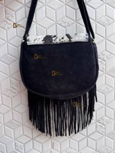 Bolso de Mano con Flecos de Cuero Vacuno Auténtico, Bolso Bandolera con Piedra Turquesa, Estilo Bohemio Gitano Vintage, Hecho a Mano, Nuevo Diseño, Multiusos, Elegante - Product Image 4