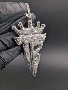 Iced Out Crown <b>Initial</b> <b>Pendant</b> CZ Diamond Custom Letter <b>Pendant</b> Hip Hop Necklace Charm Personalized Jewelry - Product Image 2