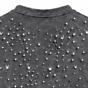 T-shirt unisexe en charbon de bois à manches courtes et col rond, orné de perles, personnalisé, mode décontractée, streetwear, haut - Product Image 4