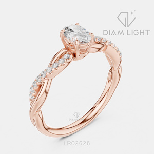 Bague de fiançailles en or blanc 14 carats avec diamant de laboratoire certifié IGI, taille ovale 0,36 carat, bijoux fins - Product Image 4