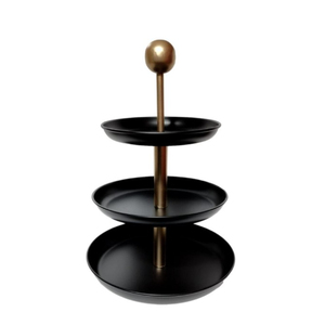 Home Table Decorative Cake Stand Modern Design Matte Black 2 Tier Metal Cake Stand With Handle Round Iron Dessert Display Stand - Product Image 4