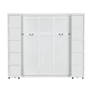 Letto a scomparsa matrimoniale bianco con ante contenitore - Design a parete - Product Image 4