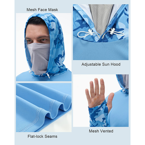 เสื้อฮู้ดตกปลาป้องกันรังสียูวีขายส่ง ผู้ผลิต OEM รับผลิตตามสั่งจำนวนมาก แบรนด์ส่วนตัว สไตล์มินิมอล ผู้จัดจำหน่าย - Product Image 5