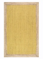 Tapis de salon HARI ENTERPRISES fait main, moderne, jaune, en jute écologique, à motif uni, à poils moyens, avec envers en jute HE405