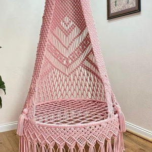 Chaise suspendue en macramé, hamac balançoire en macramé, balançoire ronde en macramé, chaise hamac suspendue en coton macramé, chaise balançoire en macramé - Product Image 1