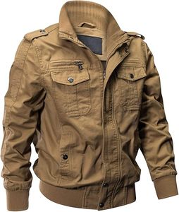 เสื้อแจ็คเก็ตคอตั้งแบบมีซิปหลายกระเป๋าน้ำหนักเบา ป้องกันลม - Product Image 1