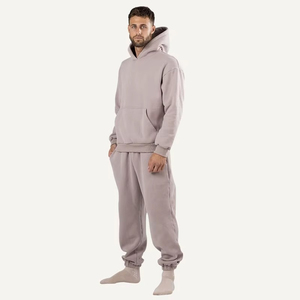 Conjunto de Sudadera con Capucha Blanca Unisex, Manga Larga, Patrón Geométrico, Ropa Deportiva, Bolsillos Laterales, Corte Holgado, 100% Algodón - Product Image 1