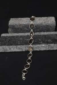 Natural Smoky Quartz <b>Bracelet</b> with 925 Sterling Silver| Handmade Smoky Quartz Gemstone | <b>Adjustable</b> Silver Jewelry for Women - Product Image 5