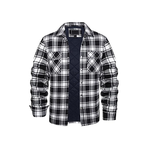 Chemise-veste en flanelle pour homme, chaude pour l'hiver, à manches longues, doublée matelassée, à carreaux, douce, boutonnée, épaisse - Product Image 5