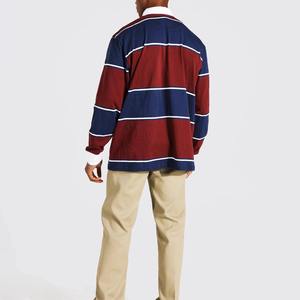 Camisas de polo de rugby clásicas para hombre, 100% algodón, manga larga, diseño a rayas, logotipo bordado, corte regular, con botones. - Product Image 2