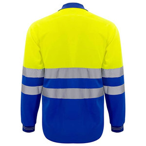 Men Quick Dry Hi Vis Polo Safety T Shirts Roadway Night Reflective Clothing Long Sleeve Safety Polo T-Shirts - Product Image 2