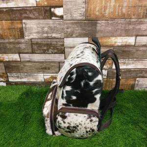 Premium Genuine <b>Leather</b> Hair Cowhide Zipper <b>Backpack</b> Travel Laptop School Rucksack Multi-function <b>Large</b> Capacity Unisex - Product Image 3