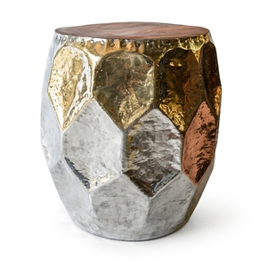 Tabouret en aluminium et bois de style rustique vintage, décoration artistique, intérieur/extérieur, classique, moderne, décoration de Noël, style antique, imperméable - Product Image 1