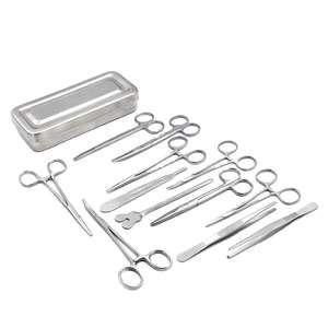Ensemble de 13 instruments chirurgicaux manuels de base en acier inoxydable de haute qualité pour la pratique de la chirurgie mineure, boîte de formation CE - Product Image 4