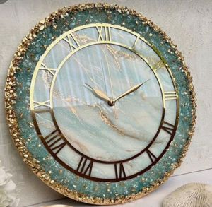 Horloge Murale Numérique en Résine Glamour, Design Géode, Chiffres Romains, Accents Dorés, Contrôle Tactile par Application, Décoration de Luxe Écologique pour la Maison - Product Image 3