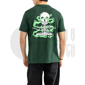 T-shirt vert à manches courtes pour homme, 100 % coton, col rond, coupe classique, écologique, logo sur le devant - Product Image 4