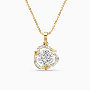 Precioso colgante inspirado en una flor con diamantes cultivados en laboratorio de 0.57 quilates en oro amarillo, blanco y rosa de 9 quilates. - Product Image 3