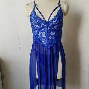 Camisón de Encaje Blanco para Mujer, Estilo Romántico sin Mangas, Largo, de Tela Suave de Spandex y Nailon, Ropa de Dormir para Verano - Product Image 5