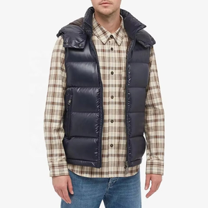 Gilet matelassé d'hiver décontracté pour homme, avec capuche épaisse amovible, en toile brillante, sans manches, avec poches décoratives, vêtement d'extérieur très tendance - Product Image 1