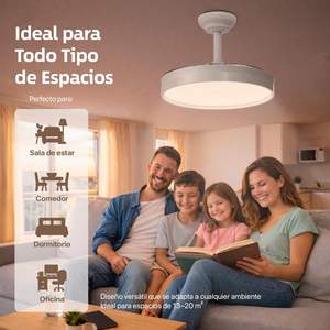 Ventilador de Techo con Luz de 72W y 7590lm, Ultra Silencioso, Invisible, con Control Remoto y Aspas Retráctiles, Luz Decorativa - Product Image 6